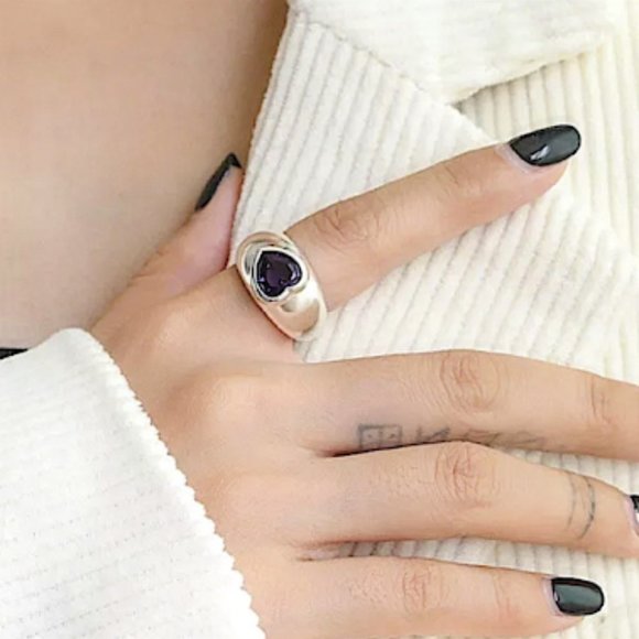 Stampd Silver Ring with Purple Gem - Picture 4 of 7